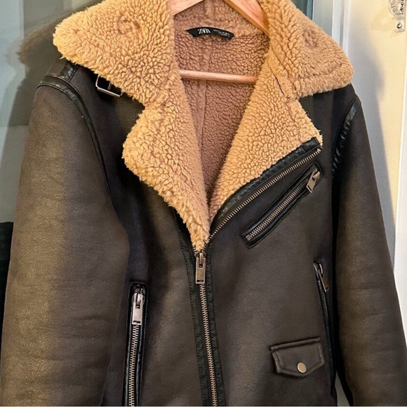 Zara Tan Shearling Jacket - Picture 1 of 11